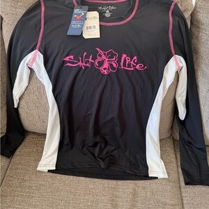 Salt Life Black Shirt with Pink Logo
